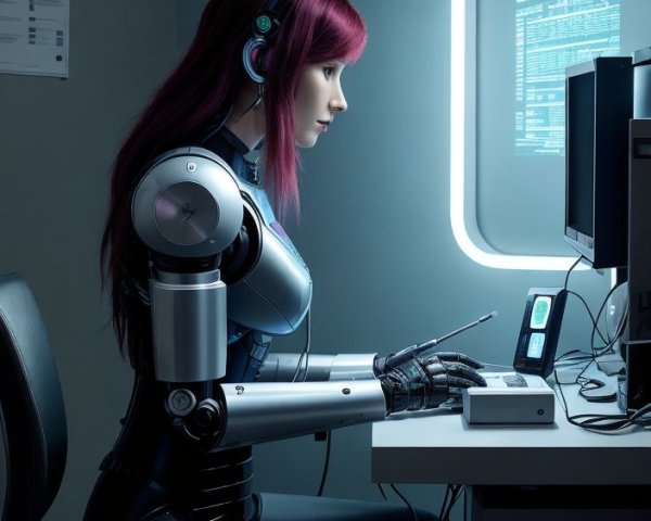 AI Robot, AI Chat, photo realistic, robot, computer, AI, AI humanoid robot, Human vs robot, futuristic , cyberpunk robot, anime robot No. #705