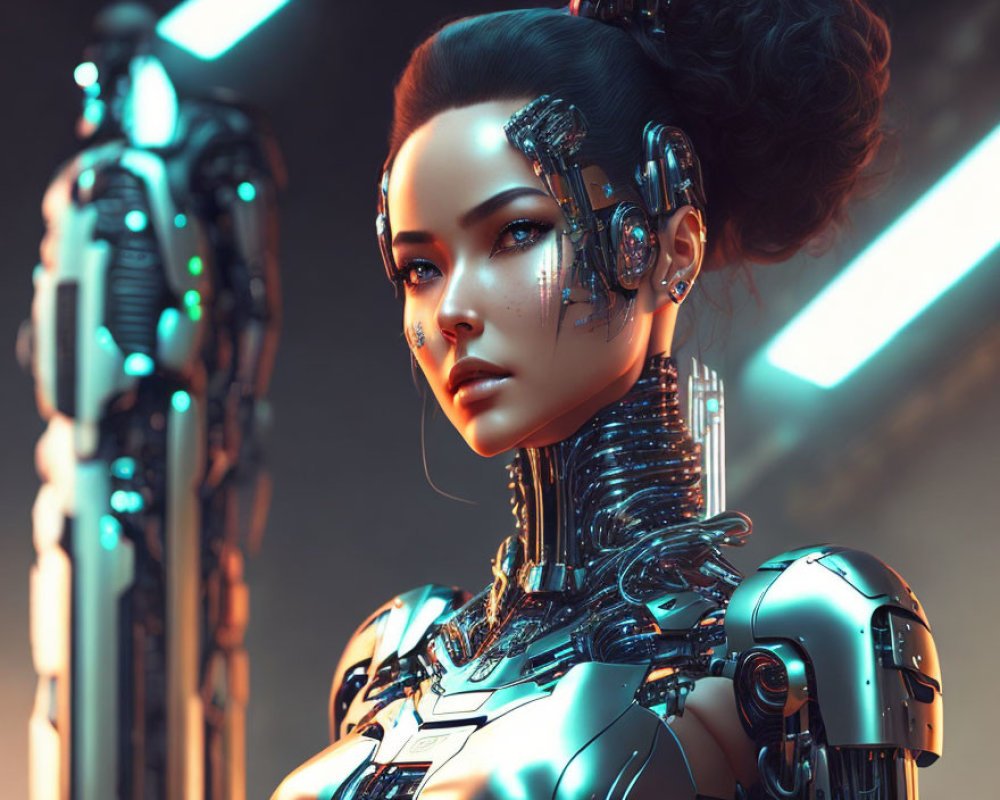 AI Robot, AI Chat, photo realistic, robot, computer, AI, AI humanoid robot, Human vs robot, futuristic , cyberpunk robot, anime robot No. #748