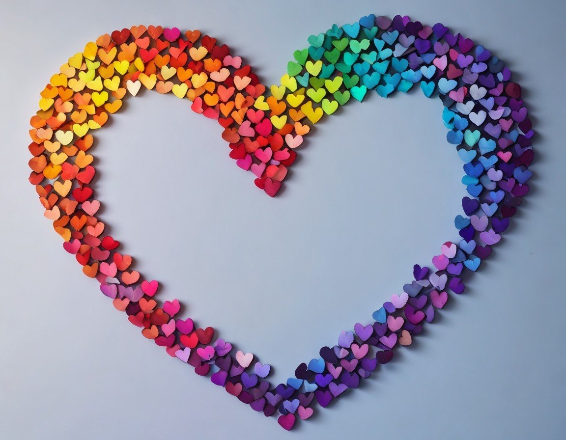 rainbow made of hearts