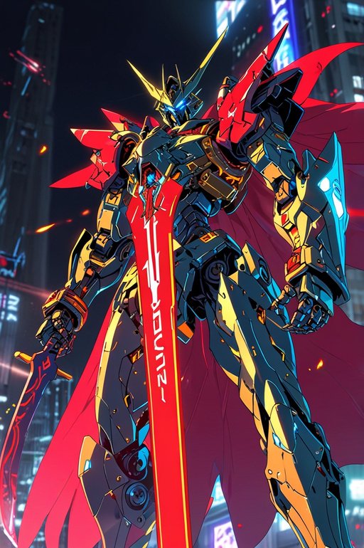 Anime A Goldenarmored Humanoid Robot Resembling A Knight Adorn