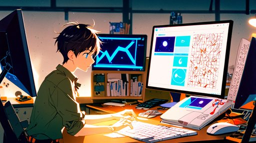 Anime A Knowledge Worker Sits At A Desk With An Excel File Dis