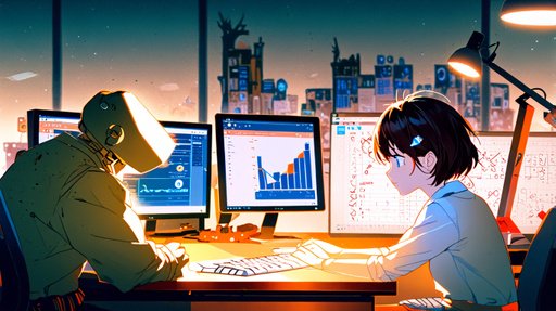 Anime A Knowledge Worker Sits At A Desk With An Excel File Dis