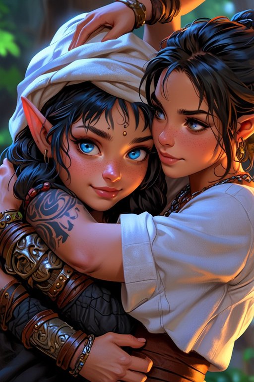 Anime An Adult Female Darkhaired Lightfoot Halfling With Blue