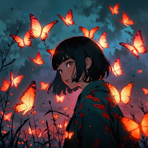 Anime Butterflies With Deformed Wings And Vibrant Unnatural Co