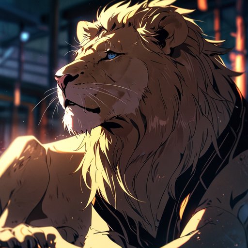 Anime Lion With Steel Body