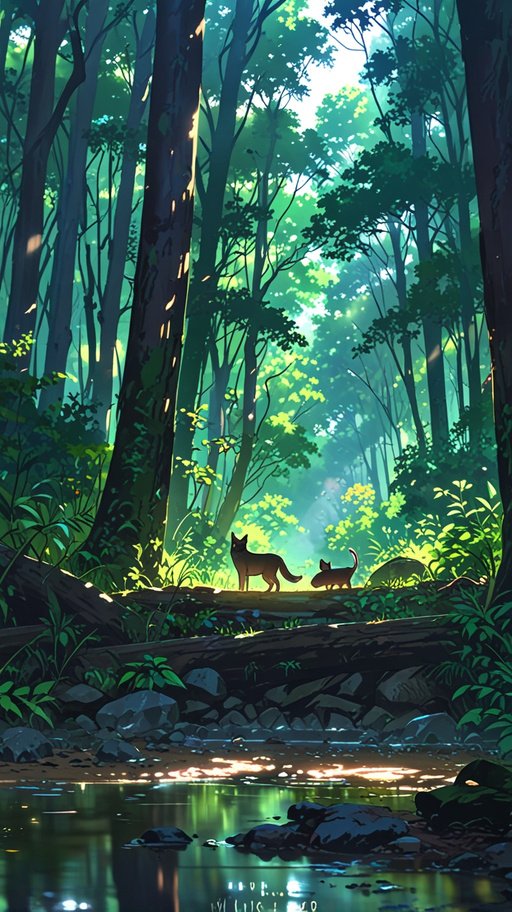 Anime Nature In The Middle Of The Forest With