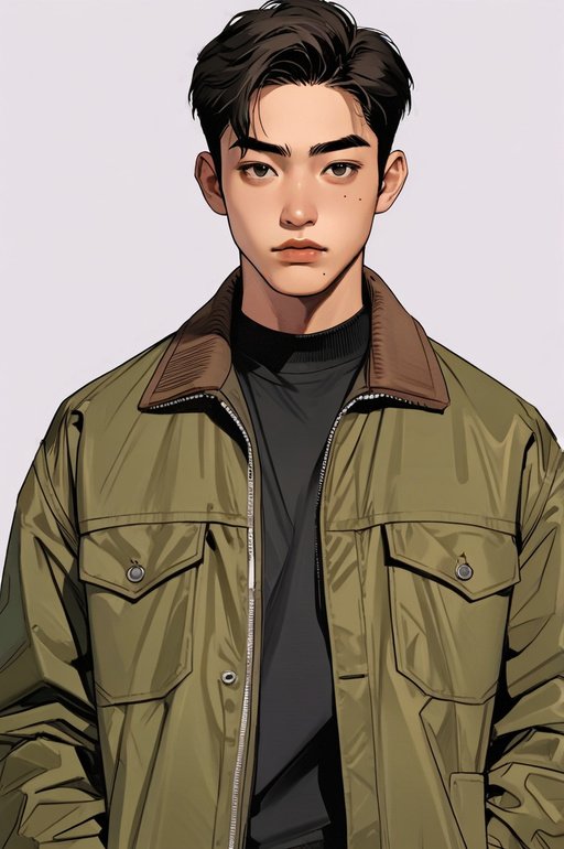 Anime Portrait Of A Korean Guy In A Jacket