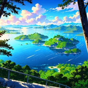 Anime Vast Land Of Lakes And Islands Lakes Shine From The Suns