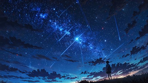 Anime A Starry Sky With Galaxies