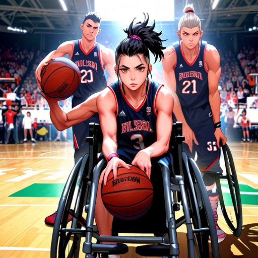 Anime Wheelchair Basketball Art Logo Emblem Of The Basketball