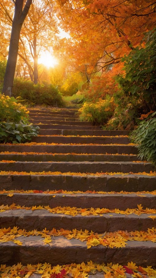 Autumn Blossom Stairway A Stone Staircase Cover