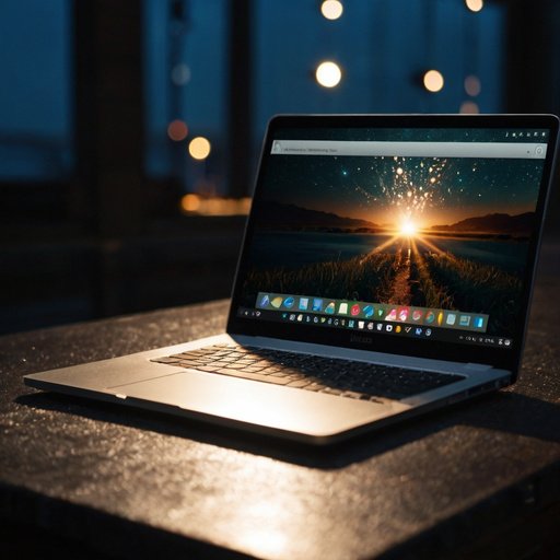 Make A Background Photo With Shining Laptop