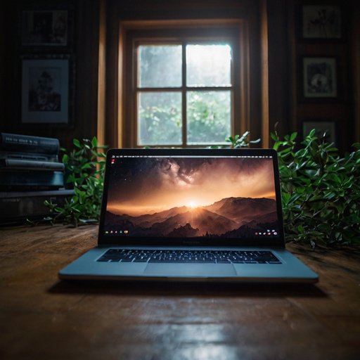 Make A Background Photo With Shining Laptop