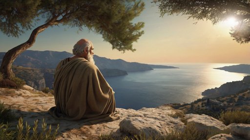 Cinematic Kino Pictures Of Greek Sages Contemplating Nature