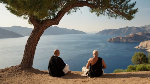 Cinematic Kino Pictures Of Greek Sages Contemplating Nature