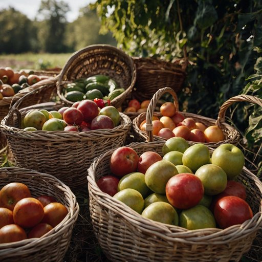 Baskets Filled With Fresh Farm Foods