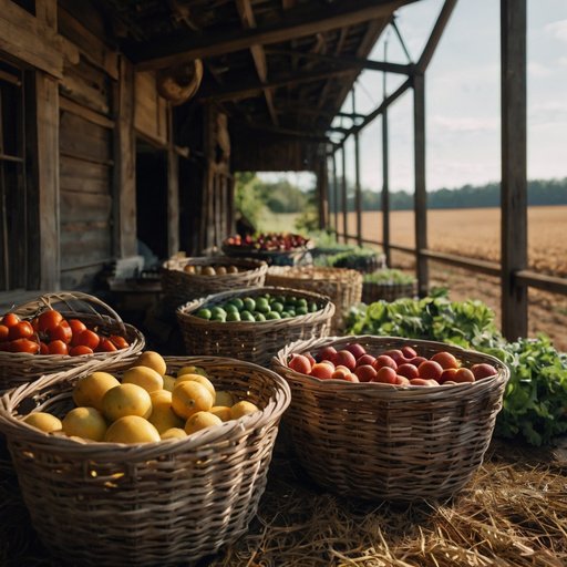 Baskets Filled With Fresh Farm Foods