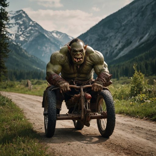 Brutal Orc On A Wooden Bike