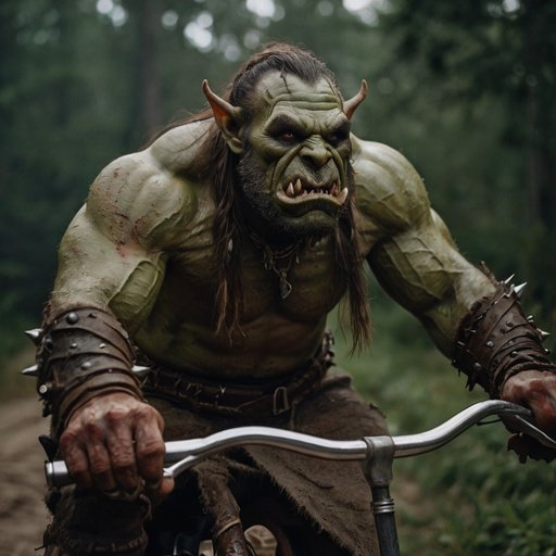 Brutal Orc On A Wooden Bike