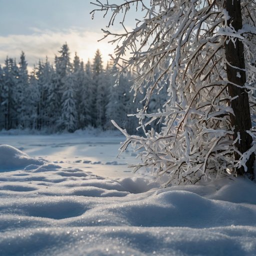 Winter Background Snow Lies Smoothly Below And