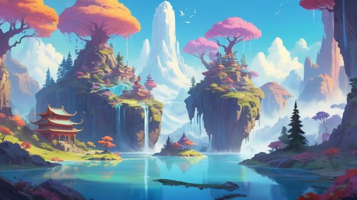 Concept Art A Sureal Landscape Featuring Floating Islands Vibr