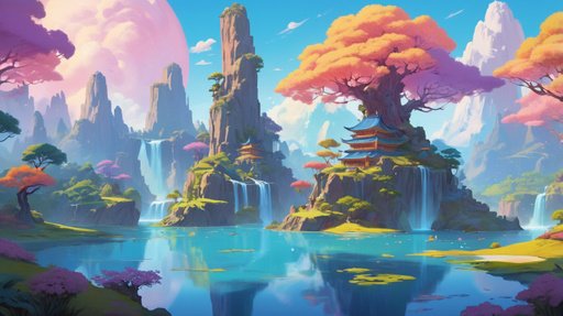 Concept Art A Sureal Landscape Featuring Floating Islands Vibr