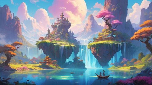 Concept Art A Sureal Landscape Featuring Floating Islands Vibr