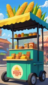 Concept Art Design A Food Cart For Selling Corn Ribs The Cart