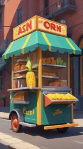 Concept Art Design A Food Cart For Selling Corn Ribs The Cart