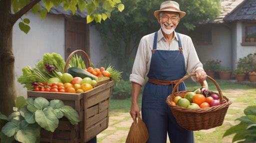 Concept Art Imagine An Elderly Person Harvesting Fresh Fruits