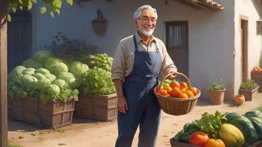 Concept Art Imagine An Elderly Person Harvesting Fresh Fruits