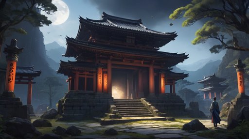 Concept Art Japanesethemed Scene Of Ancient Temple Ruins With