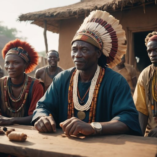 Concept Art Show An African Chief With His Board Members Happy