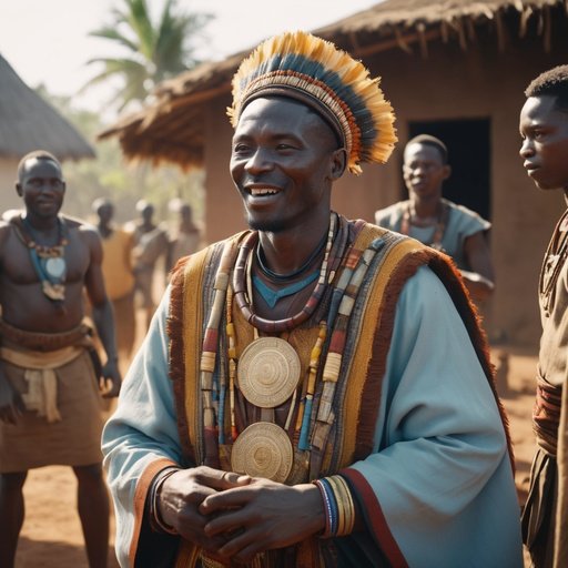 Concept Art Show An African Chief With His Board Members Happy