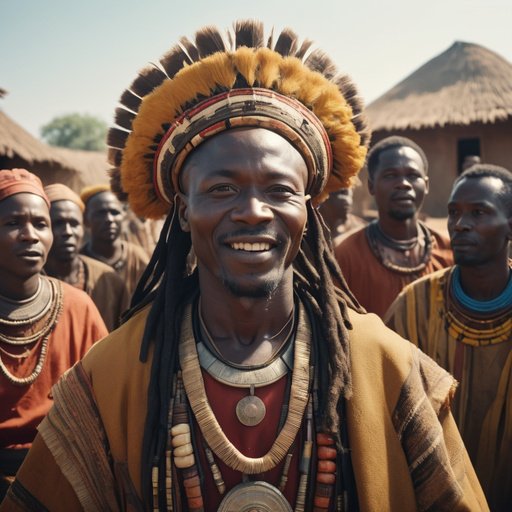 Concept Art Show An African Chief With His Board Members Happy