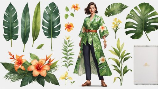 Concept Art Watercolor Of Tropical Spring Floral Green Leaves