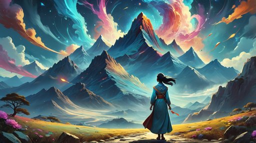 Concept Art A Beautiful Lady Standing In Front Of The Mountain