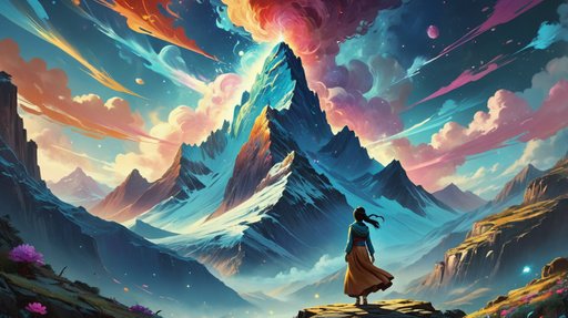 Concept Art A Beautiful Lady Standing In Front Of The Mountain