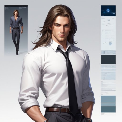 Concept Art Handsome Guy With Long Hair Plays Computer