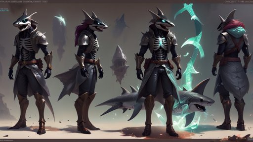 Concept Art Skeleton Shark Anthro