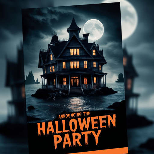 A Chillingly Inviting Halloween Party Poster Depicting