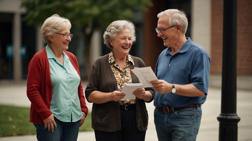 A Group Of Canadian Seniors Chatting Outside A State P