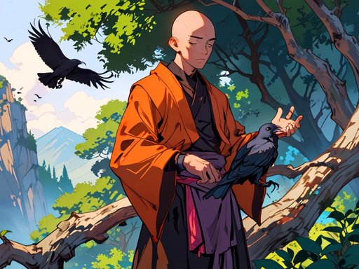 A Monk And A Raven