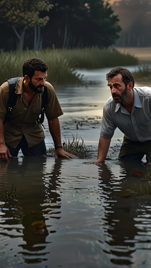 A Scene Of Frustrated Treasure Hunters Standing Around