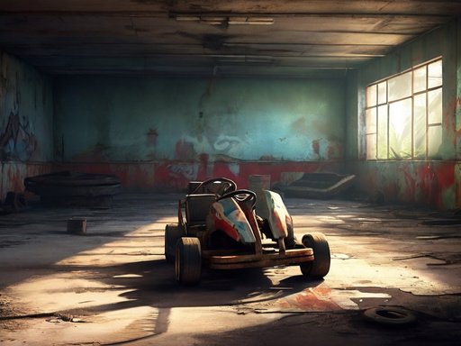 Abandonded Karting Pit On Paradise Island Deep Shadows