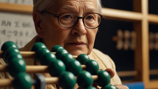 An Elderly Person Using An Abacus To Perform Calculati