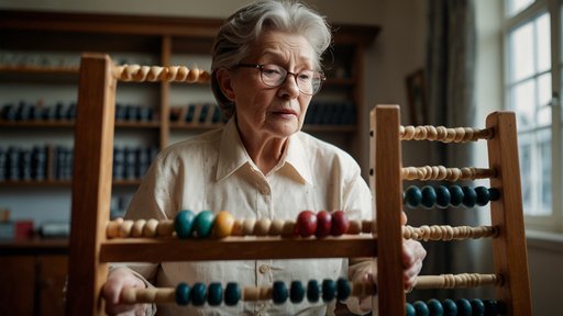 An Elderly Person Using An Abacus To Perform Calculati