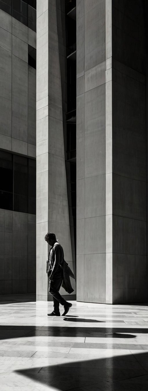 Black And White Photograph With Strong Shadow Inspired