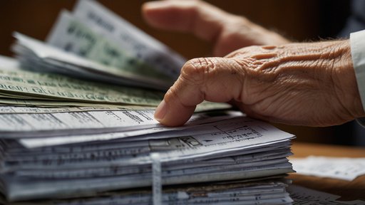 Closeup Of An Old Hand Shuffling Through A Pile Of Fin