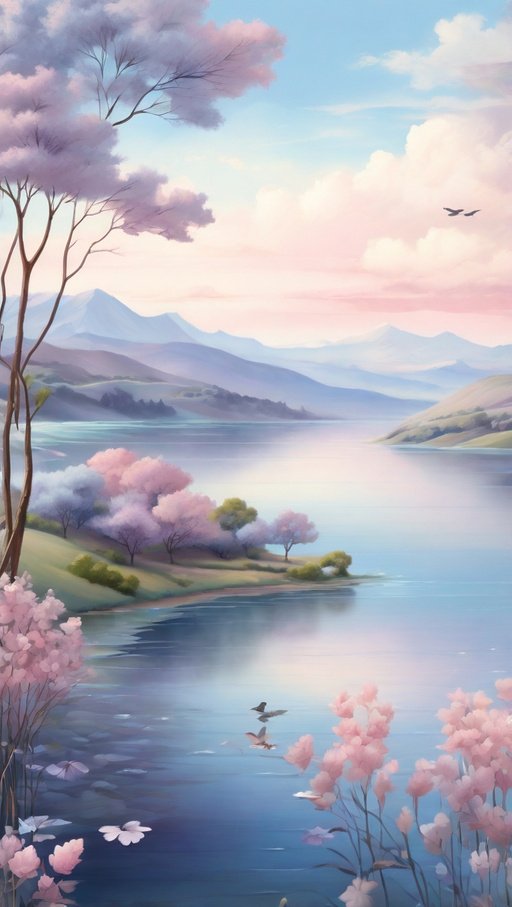 Dreamy Pastel Landscape A Serene Landscape Featuring R